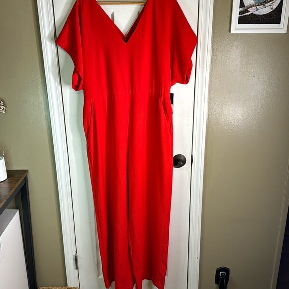 NWT Free Press Red Chinoise Romper Pants Jumpsuit Size Large